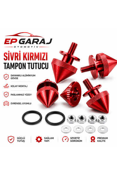 EP GARAJ OTOMOTİV ÜNİVERSAL BÜTÜN ARAÇLARA UYUMLU Sivri Kırmızı Tampon Tutucu...