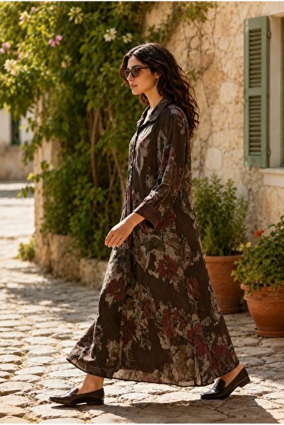 Lavanta Tekstil Flora Linen Long Dress
