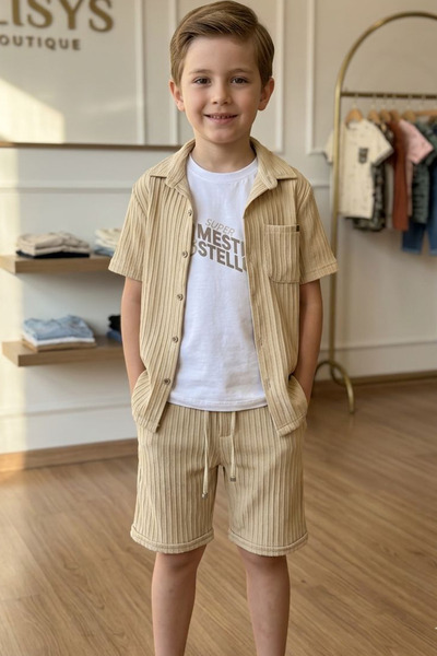 Trend Mix Kids 6-15 Years Old Boy's 3-Piece Set Shirt Shorts T-Shirt Summer C...