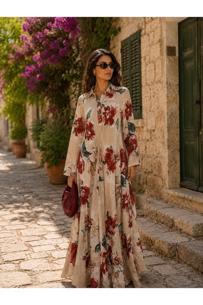 Lavanta Tekstil Flora Linen Long Dress