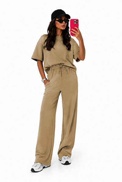 BARLİZ Women's Short Sleeve Crew Neck Casual Loose Wide Set