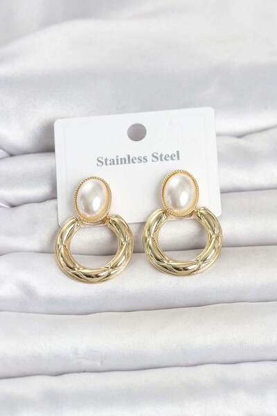Inure Jewelry 316L Steel Gold Color Vintage Model Women's Earrings