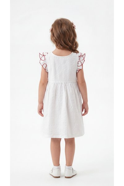Mışıl Kids Heart Patterned Buttoned Girls' Dress