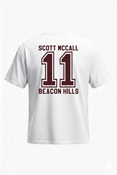 DASH WEAR Teen Wolf Mccall T-Shirt - White Printed Oversize Crew Neck Short S...