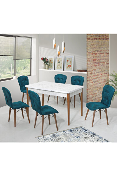 Bella Set masă și scaune Zaffiro 80 x 130-170 extensibil și 6 scaune (schelet...