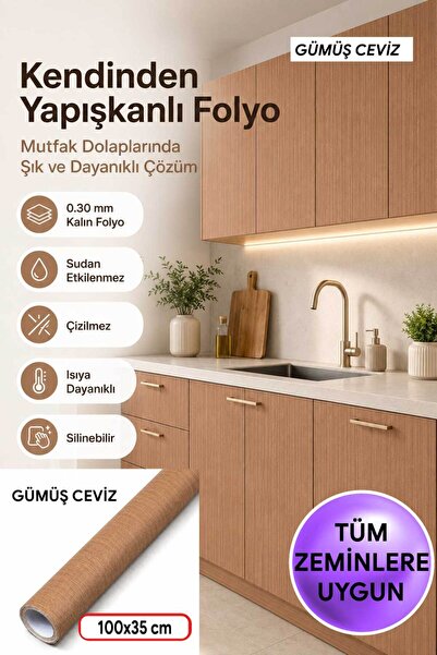 FixCaps Kendinden Yapışkanlı Ceviz Desenli Mobilya Masa Banyo Fayans Kaplama ...