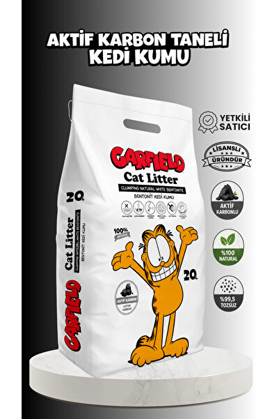 GARFIELD 20 Litre Aktif Karbon Taneli Topaklanan Bentonit Kedi Kumu