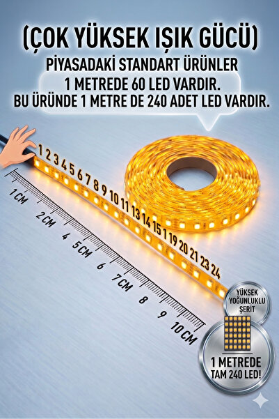 ECONA AMBER Şerit Led İç MEKAN ,Metre 240 Ledli şerit led Mutfak dolabı tezga...