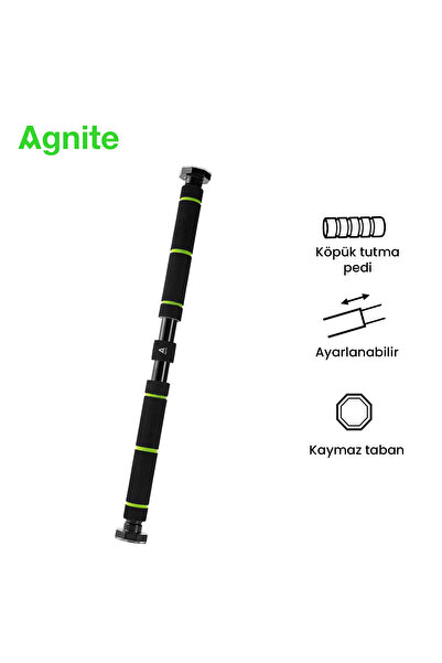 Agnite Ayarlanabilir Kapı Barfiks Demiri 60-100 cm Ev Tipi Fitness Yeşil