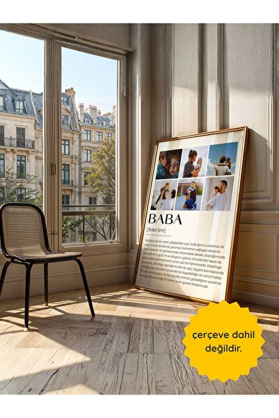 fuart.co Babalara Özel Kişiye Özel Poster, 6 Fotoğraflı Babalar Günü Posteri,...