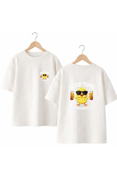 playwear Tricou Beer Time Madafakas cu imprimeu pe spate și piept, 100% bumba...