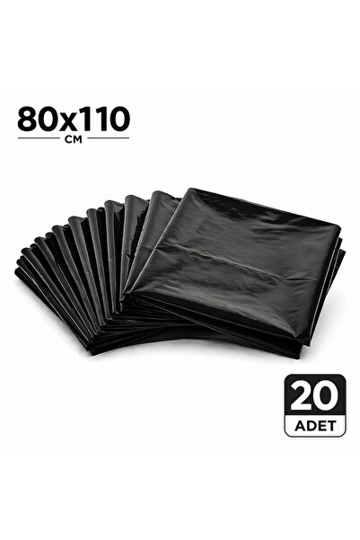 MSE HOLD Siyah Çöp Poşeti 80x110 Kalın 20 Adet Dökme Çöp Torbası Battal Boy