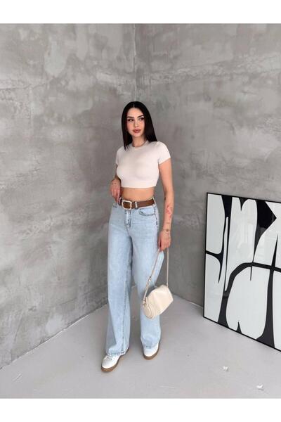 PIOVE Women's High Waist Wide Leg Jean Pants