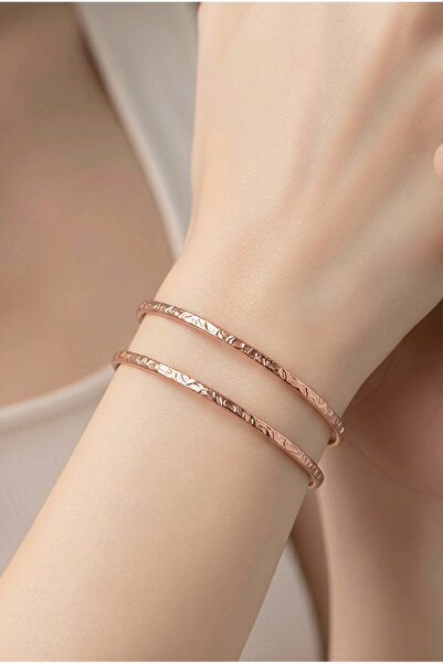 NBS Beautiful Naturel Stones Thin 2 Pieces Pure Copper Bracelet Adjustable Go...