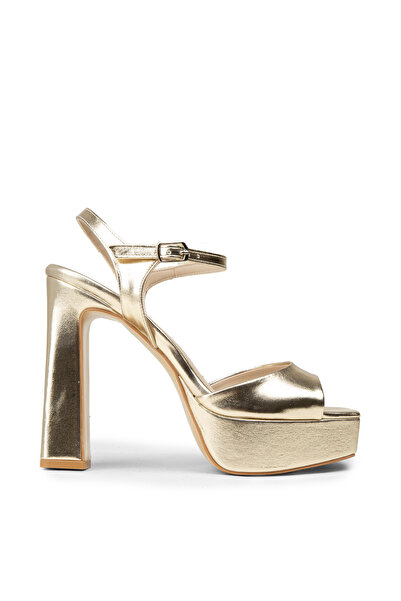 Deery Women's Gold Colored Platform Evening Dress Shoes