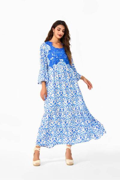 RARA Viscose dress with a lace front - blue