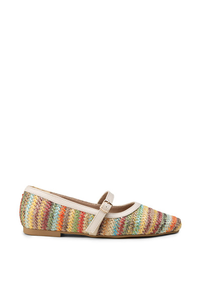 Deery Women's Beige Mary Jane Ballerinas