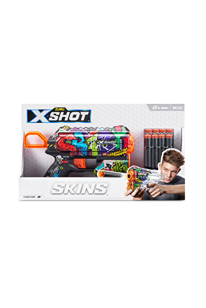 X-Shot Blaster Skins Flux, arma de jucarie, 8 proiectile