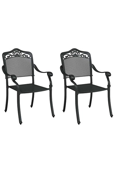 vidaxl Scaun pentru Grădină 2 pcs Negru 55 x 55 x 92,5cm Aluminiu