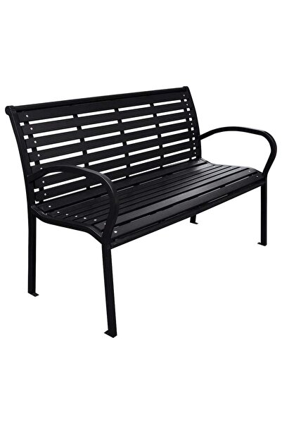 vidaxl Bancă de grădină, negru, 116 cm, oțel și WPC
