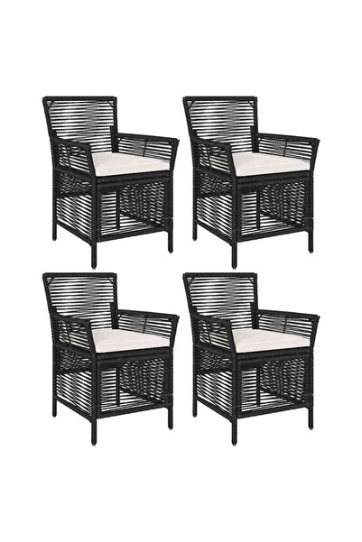 vidaxl Scaun pentru exterior cu pernă 4 pcs Negru și Crem poliratan