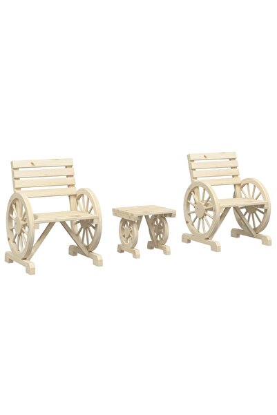 vidaxl Set mobilier de grădină, 3 piese, lemn masiv de brad