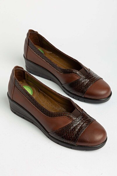 Dilimler Ayakkabı Large Size Genuine Leather Women's Wedge Heeled Casual Shoe...