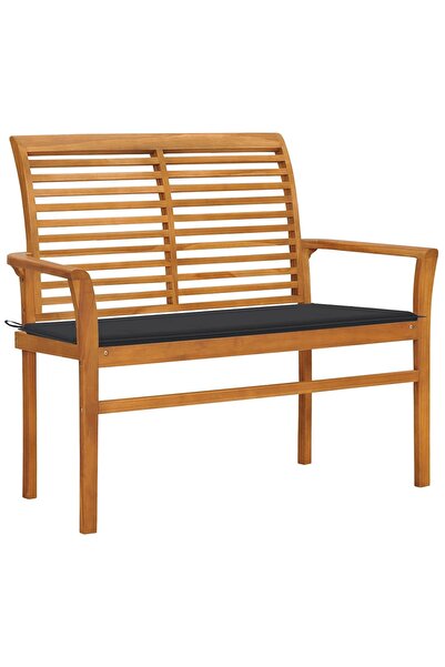 vidaxl Garden bench, with anthracite cushion, 112 cm, solid teak wood