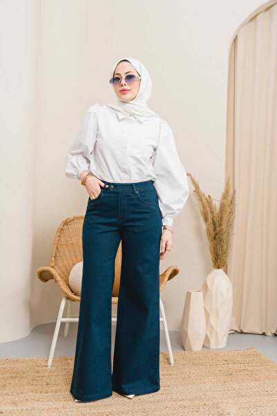 Neways 1067-Denim Bol Paça Pantolon Petrol