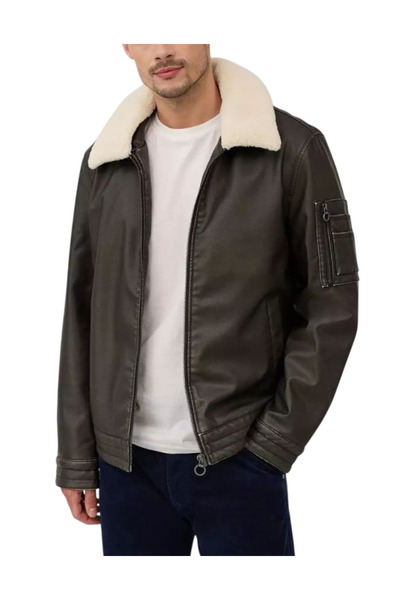 s.Oliver Ανδρικό Leather Μπουφάν Καφέ 2167360-8940