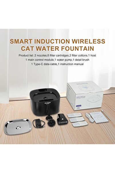 SKY TOUCH Wireless Cat Water Fountain, 3.2L Pet Water Fountain with 3 Modes M...