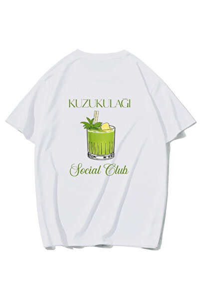 BRZ COLLECTION Unisex Oversize Kuzu Kulağı Kokteyl T-shirt (BEYAZ)