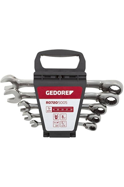 Gedore Red Combination Ratchet open-end Spanner Set 5-pieces
