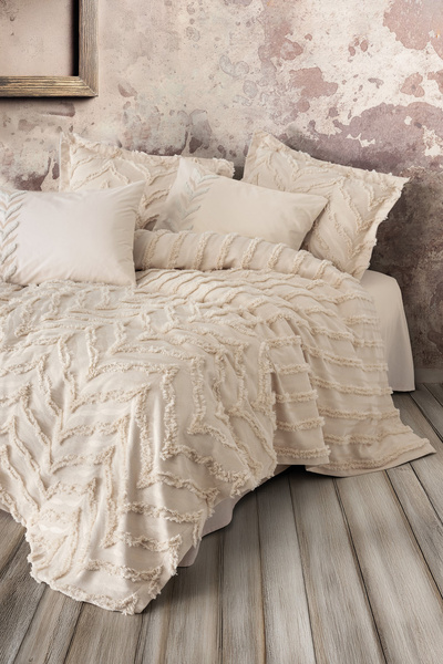 Cotton Box Limi Bedspread Duvet Cover Set Crimp Beige