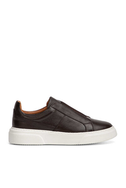 Tergan Kahverengi Hakiki Deri Erkek Sneaker - E4MEAY057783-A42