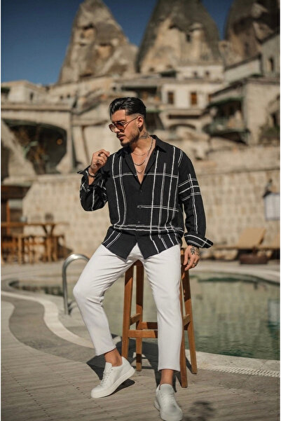 OUTFİT MAN Cămașă oversize cu detalii ample, neagră