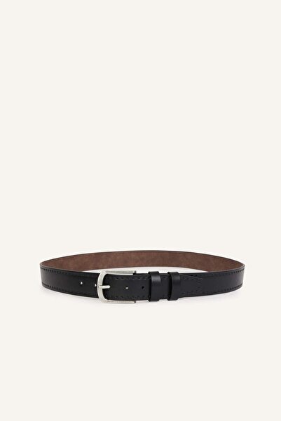DeFacto Men's Rectangular Buckle Faux Leather Casual Black Belt I0826Axns