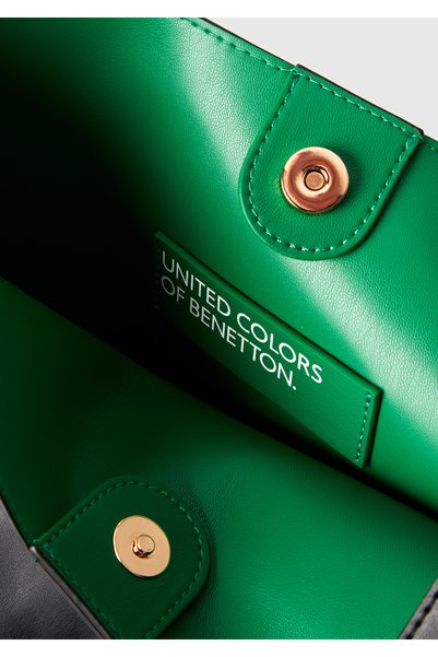 United Colors of Benetton Women's black hobo bag with contrasting interior and knotted detail