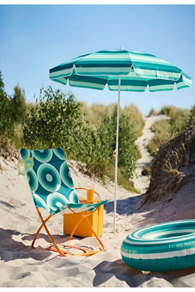 aquafit Dayanıklı - 10 Telli - Eğilebilir - 2 Metre Plaj Sahil Şezlong Şemsiy...