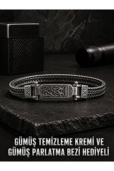 ASİL SİLVER ONLİNE 925 AYAR GÜMÜŞ ÇİFT SIRA TİLKİ KUYRUĞU HASIR ÖRGÜ ERKEK Bİ...