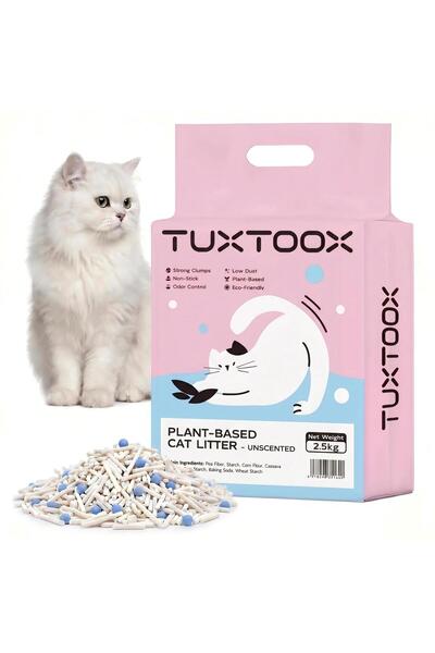 TUXTOOX فراش قطط نباتي - 2.5 كجم فراش توفو صديق للبيئة، سريع التكتل، قليل الغ...