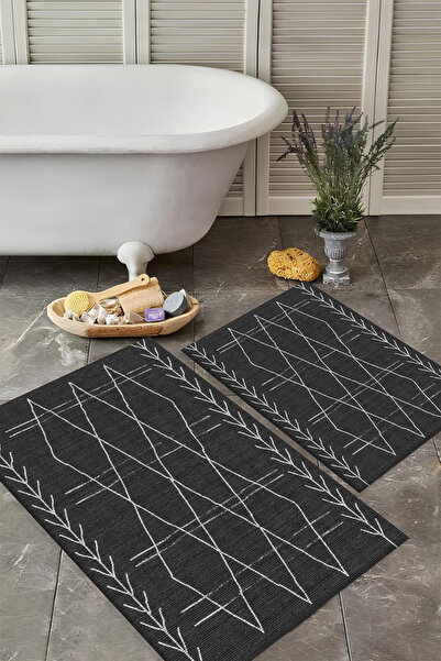 VİVİCAHOME Washable Non-Slip Based 2-Piece Bath Mat Set Stylish Design Bath Mat