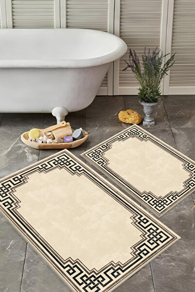 VİVİCAHOME Washable Non-Slip Based 2-Piece Bath Mat Set Stylish Design Bath Mat