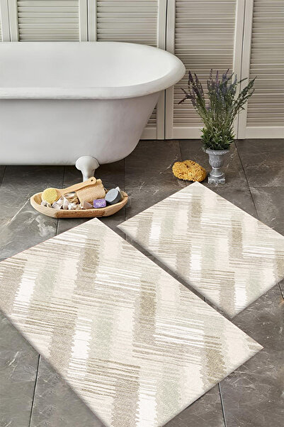 VİVİCAHOME Washable Non-Slip Based 2-Piece Bath Mat Set Stylish Design Bath Mat