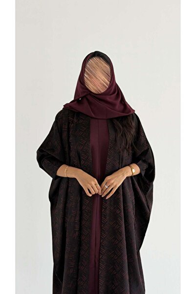 AYA Mw2114 Jacquard Abaya Beshat Style with Added Silk Crepe Inner Dress