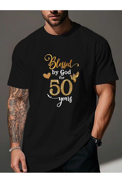 Sovae بارك الله على تي شيرت رجالي متجعد بعمر 50 عامًا