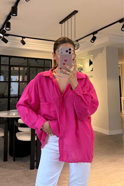 ELMASSTİL OMUZU DÜŞÜK OVERSIZE GÖMLEK/4612