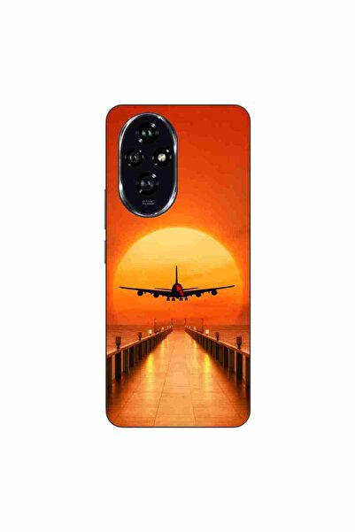OEM Husa compatibila cu Honor 200 Silicon Gel Tpu Model Airplane Sunset
