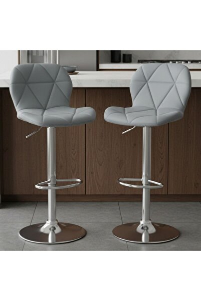 Kdhome Set 2xScaun Bar Inalt, Spatar Velvet 360 Rotativ Picior Metal, Piele E...