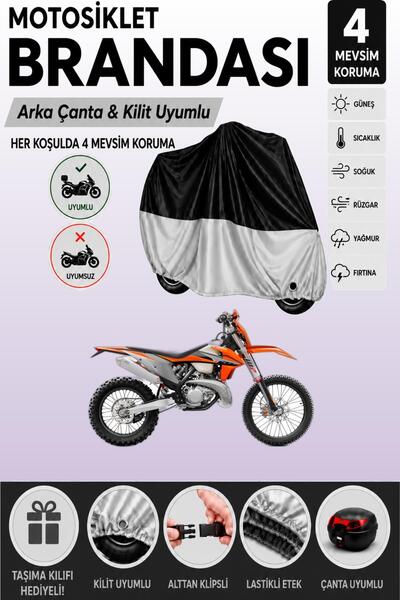 Cemku Double Black Top - Gray Bottom, Rear Bag Compatible Ktm 300 Exc Tpi Mot...